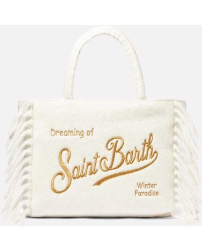 Mc2 Saint Barth Vanity Blanket Shoulder Bag With Fringes - Natural