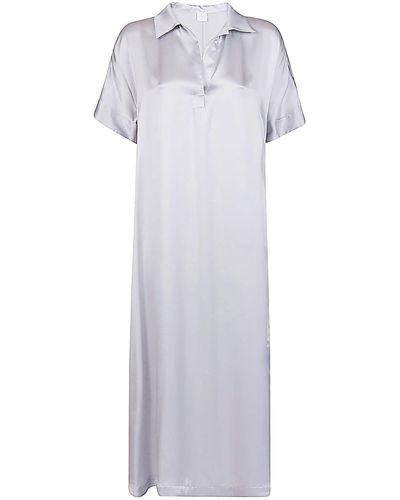 Eleventy Long Dress With Short Sleeves - White