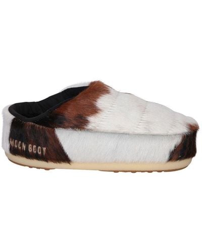 Moon Boot No Lace Cow-Printed Pony Mules - Multicolour