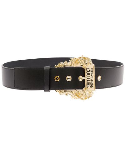 Versace Blet In Leather With Baroque Buckle Woman - Black