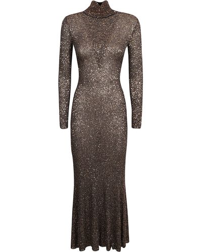 Balenciaga Glittery Long Dress - Brown