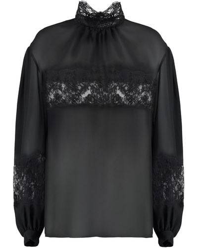 Dolce & Gabbana Lace And Georgette Blouse - Black