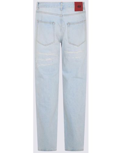 Fourtwofour On Fairfax Light Cotton Blend Jeans - Blue