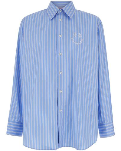 Bluemarble Smiley Stripe Popelin Shirt - Blue