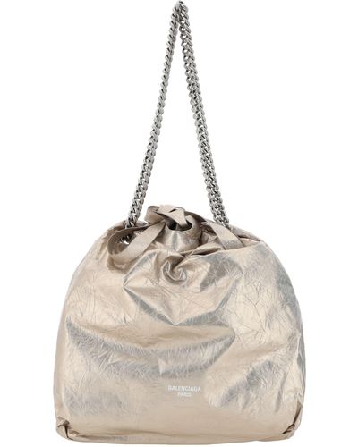 Balenciaga Crush Tote Bucket Bag - Natural