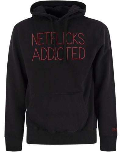 Mc2 Saint Barth Hoodie With Embroidered Lettering - Black