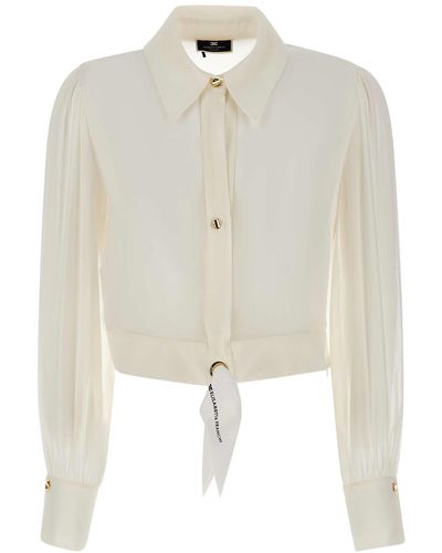 Elisabetta Franchi Events Silk Georgette Shirt - White