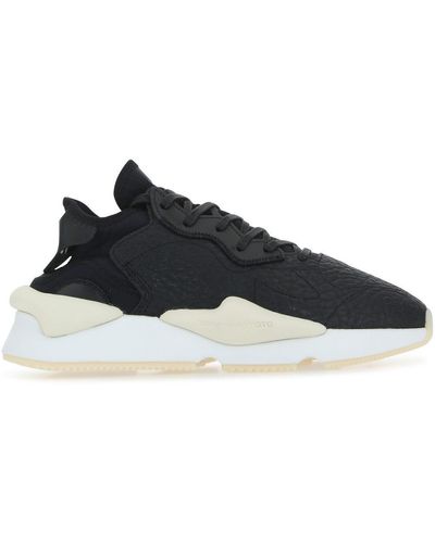 Y-3 Leather And Fabric Kaiwa Trainers - Black