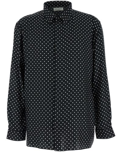 Saint Laurent All-Over Polka Dot Pattern Shirt - Black