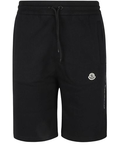 Moncler Drawstring Waist Logo Patched Track Shorts - Black