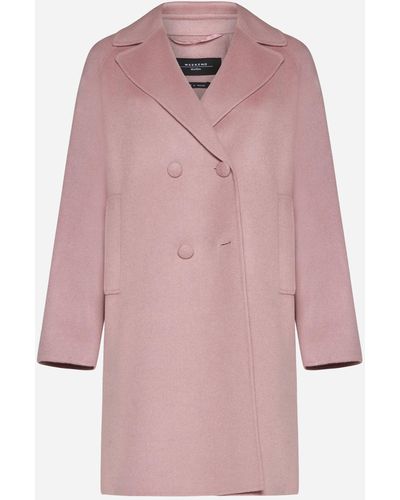 Weekend by Maxmara Rivetto Wool Double-breasted Coat - Pink