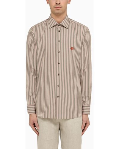 Etro Striped Cotton Shirt - Brown