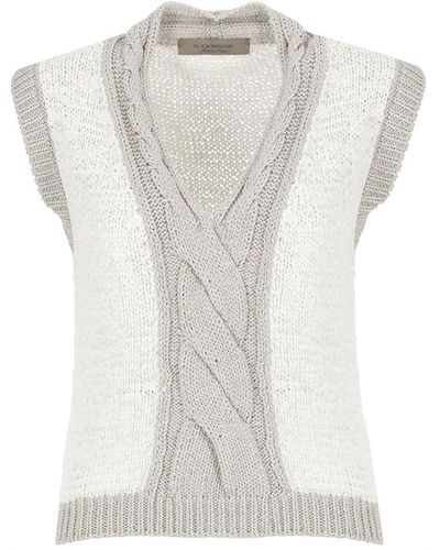 D.exterior Lurex Knitted Gilet - White