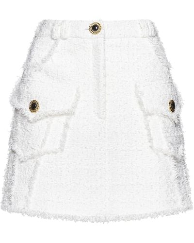 Balmain Cotton-blend Weed Miniskirt - White