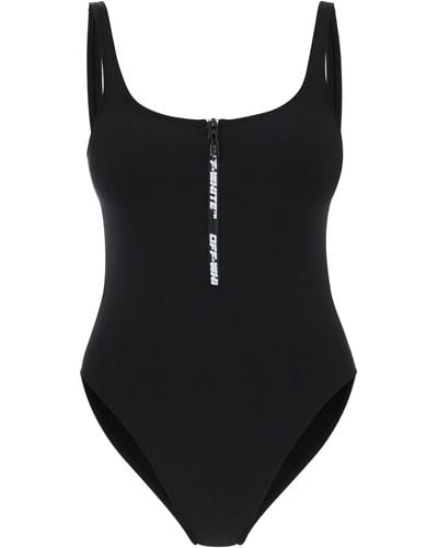 Off-White c/o Virgil Abloh One-piece Swimsuit With Zip And Logo - Black