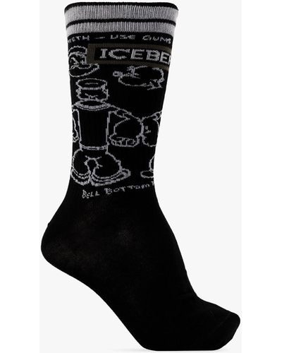 Iceberg Embroidered Socks - Black