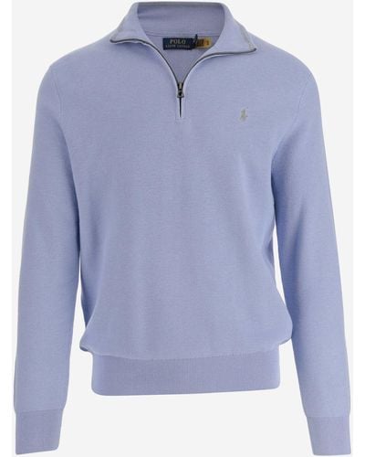Polo Ralph Lauren Cotton Knit Pullover With Logo - Blue