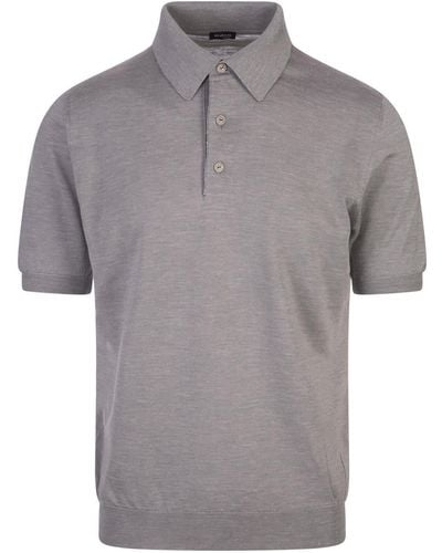 Kiton Silk, Linen And Cashmere Polo Shirt - Grey