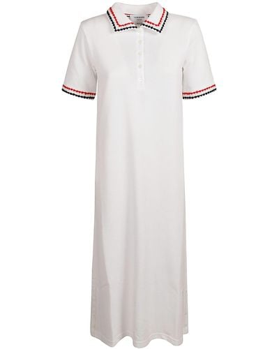 Thom Browne Calf Length Polo Dress - White