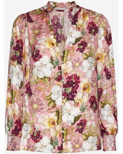Alice + Olivia Reilly Floral-print Satin Blouse - Pink