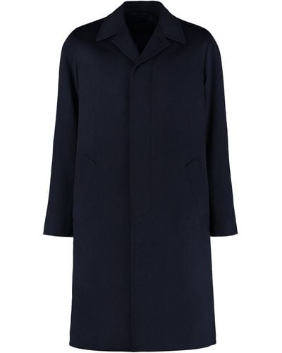 Prada Single-Breasted Wool Coat - Blue
