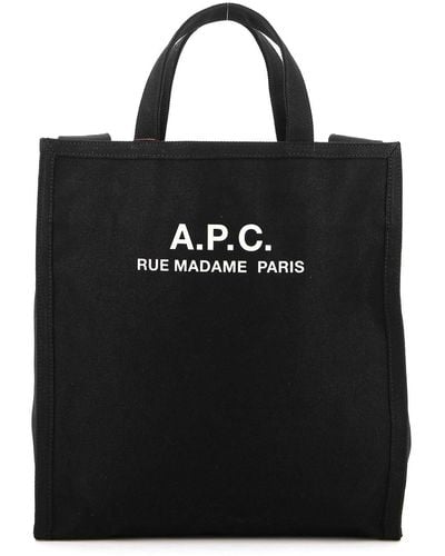 A.P.C. Recovery Logo Printed Shopping Bag - Black