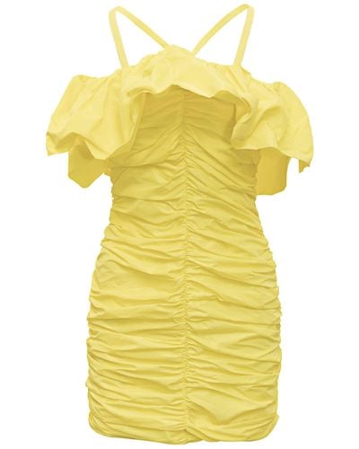 MSGM Taffeta Mini Sheath Dress - Yellow
