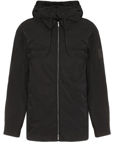 Ferragamo Technical Fabric Hooded Jacket - Black