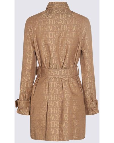 Versace Light Cotton Blend Trench Coat - Brown
