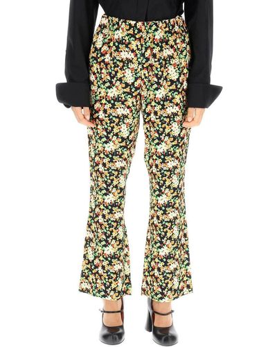 Marni Floral-Printed High-Waist Trousers - Yellow