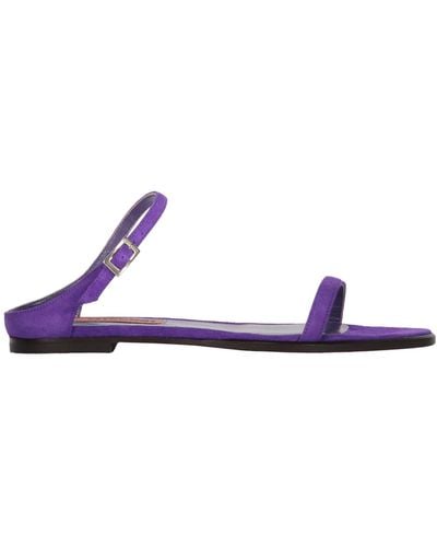 Missoni Leather Flat Sandals - Purple
