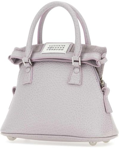 Maison Margiela Lilac Leather Micro 5Ac Handbag - Gray