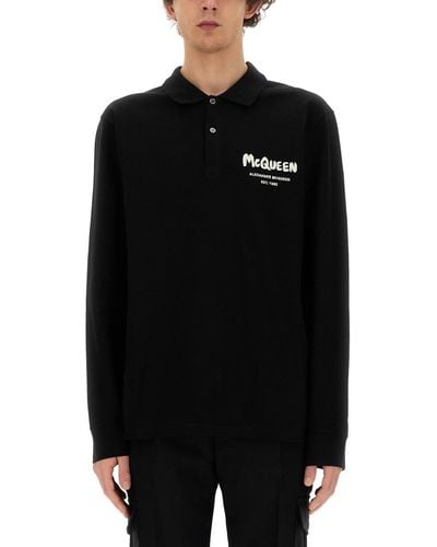 Alexander McQueen Polo With Logo - Black