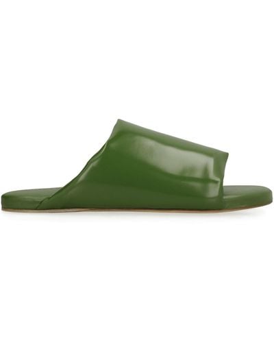 Bottega Veneta Leather Slides - Green