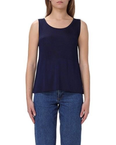 A.P.C. Sleeveless Ribbed-Knitted Top - Blue