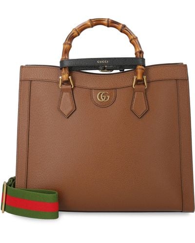 Gucci Diana Leather Tote - Brown