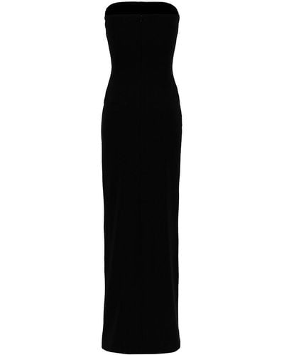 Solace London 'bysha' Long Black Dress With Front Split In Stretch Fabric Woman
