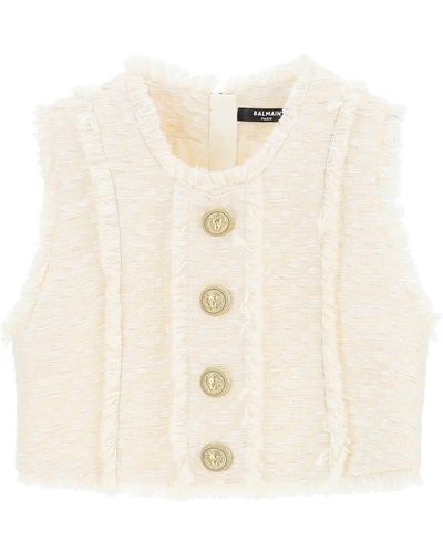 Balmain Monogram knit top - ShopStyle