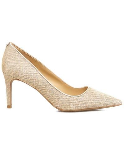 Michael Kors Glittered Pointed Toe Pumps - Natural