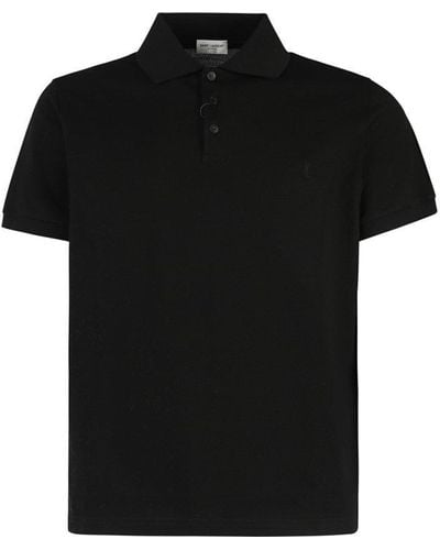 Saint Laurent Short-sleeved Cotton Polo Shirt - Black