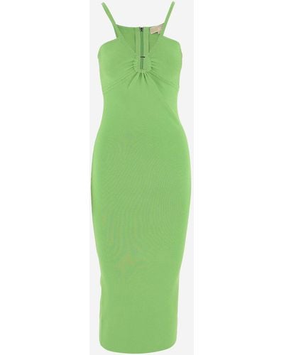 Michael Kors Viscose Blend Longuette Dress - Green