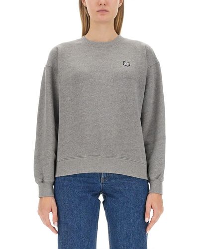 Maison Kitsuné Sweatshirt With Fox Patch - Grey
