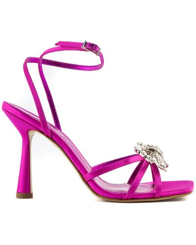 Aldo Castagna Fuchsia Satin Lory Sandals - Pink
