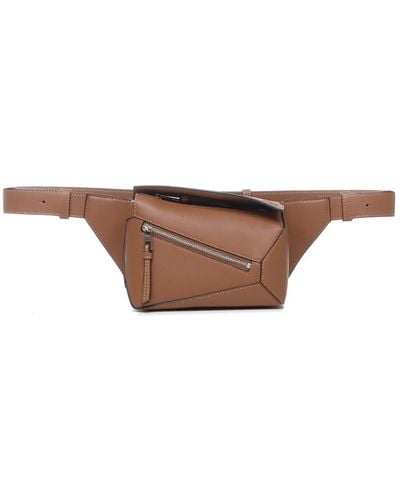 Loewe Puzzle Edge Pouch Bag In Calfskin - Natural