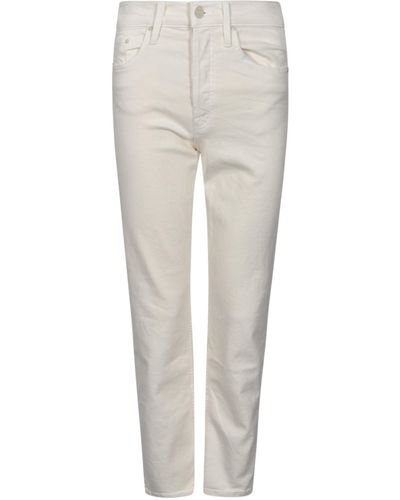 Mother Fitted Buttoned Jeans - White
