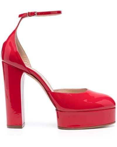 Casadei Calf Leather Platform Court Shoes - Red