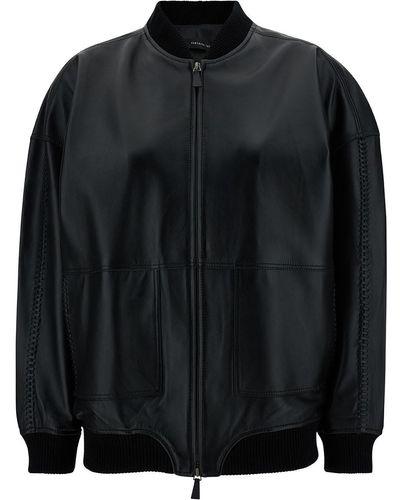 FEDERICA TOSI Bomber Jacket With Ribbed Trim - Black