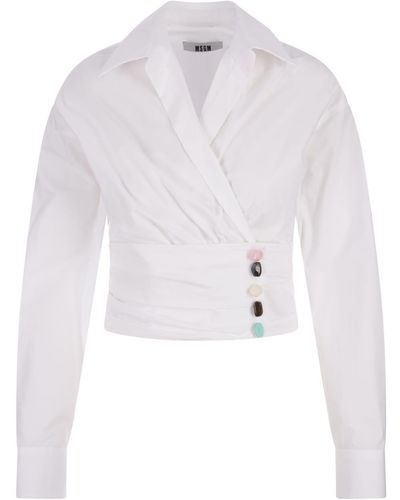 MSGM Short Shirt With Decoration - White