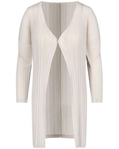 Pleats Please Issey Miyake Pleated Cardigan - White