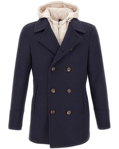 Eleventy Wool And Cashmere Coat - Blue